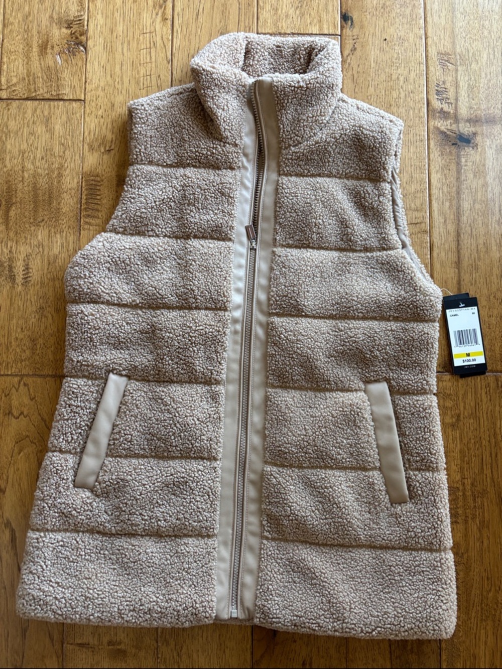 Cozy Sherpa Puffer Vest in Beige